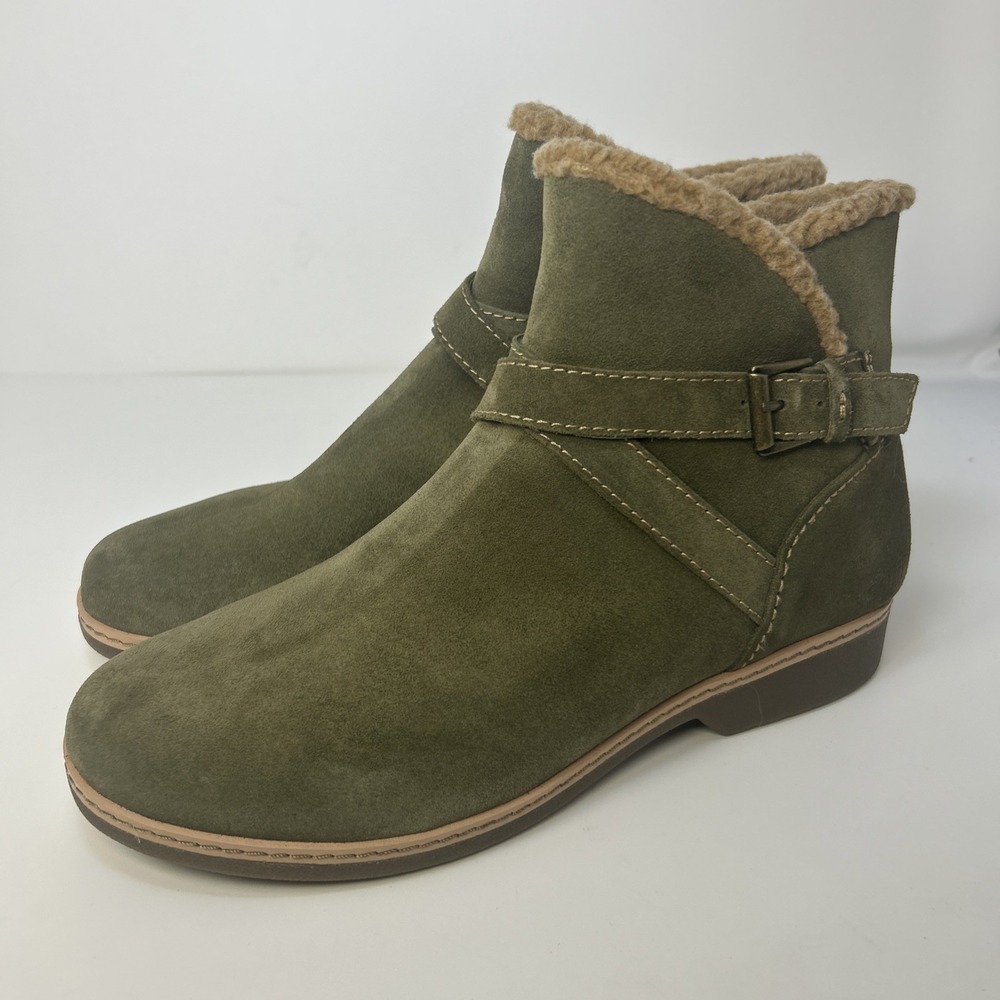 Earth Hutton Women's Size 11 Suede Booties Water-Repellent Faux Fur Lined NEW